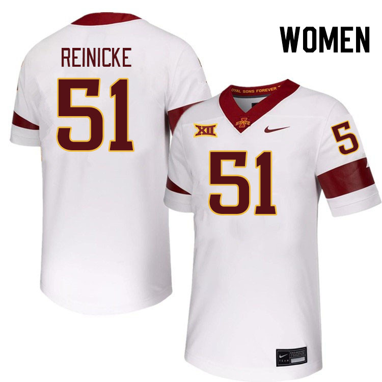 Women #51 Nick Reinicke Iowa State Cyclones College Football Jerseys Stitched-White